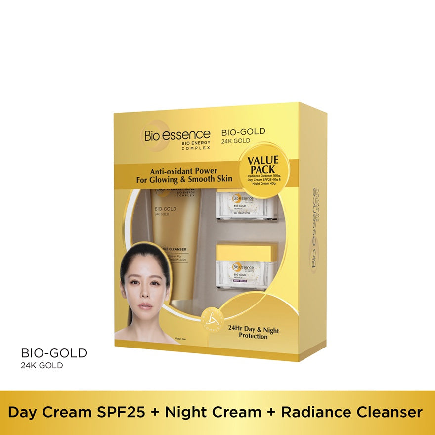 BIO-ESSENCE 24K Bio Gold Cleanser + Day Cream + Night Cream