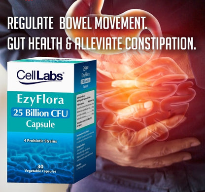 CellLabs EzyFlora Advanced Probiotic Supplement 25 Billion CFU