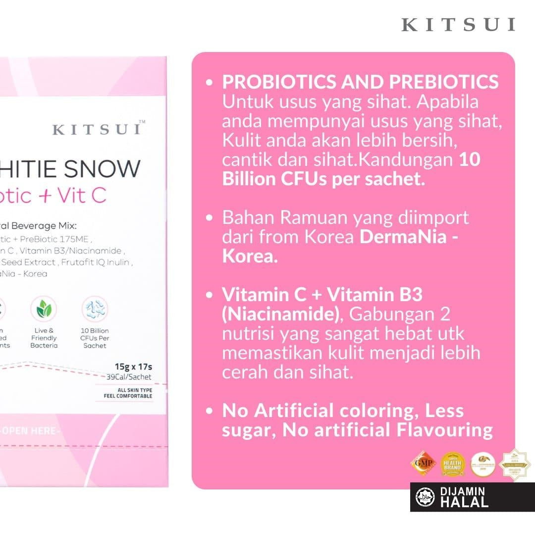 KITSUI Whitie Snow ProBiotic + PreBiotic + Vitamin C 17S - flawlesseternalbeauty